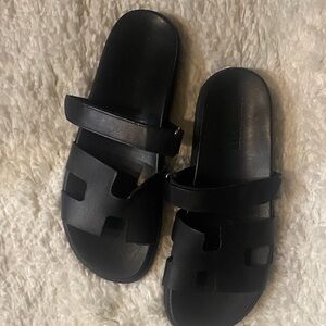 Steve Madden Black Slide Sandals